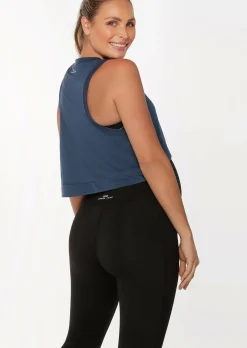 Lorna Jane LJ Maternity Cropped Bump Active Tank PebbleBlue Sale