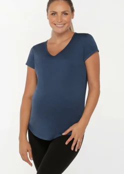 Lorna Jane LJ Maternity Over Bump Active Tee PebbleBlue