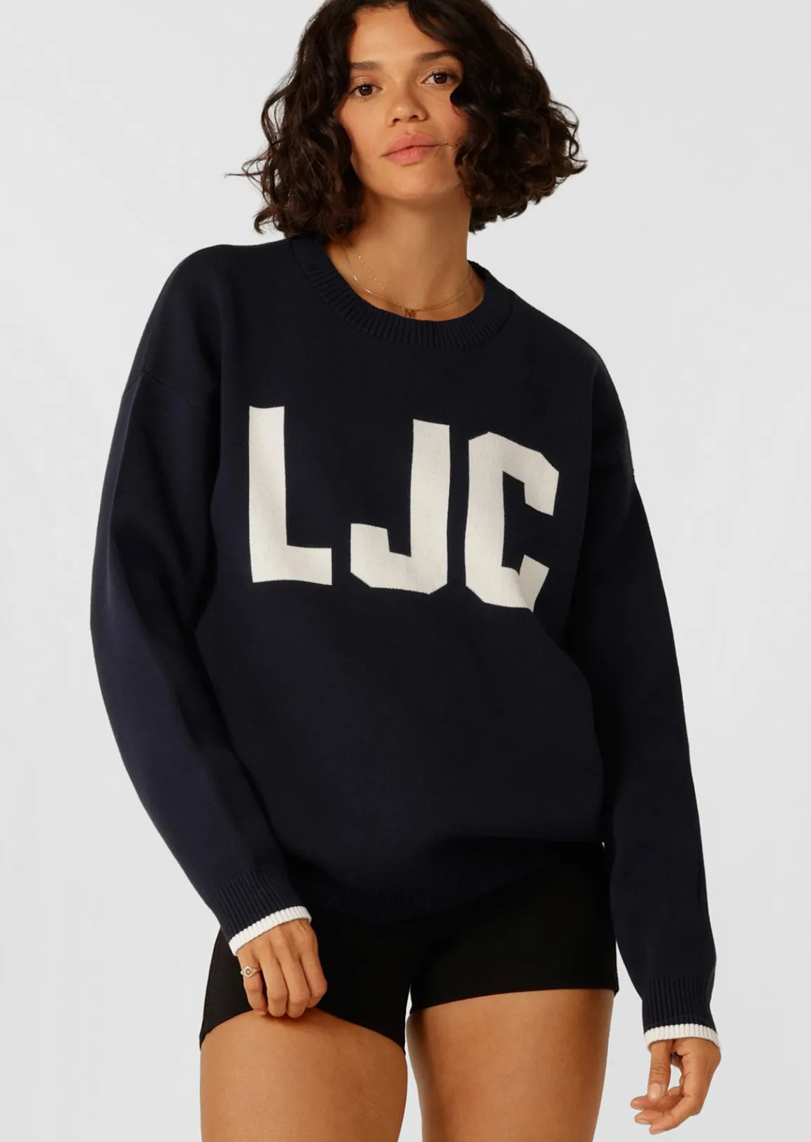 Lorna Jane LJC Classic Knit Jumper Navy Clearance
