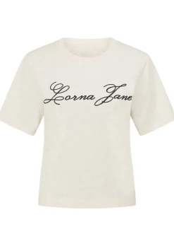 Lorna Jane LJC Heritage Textured T-Shirt Cream Outlet