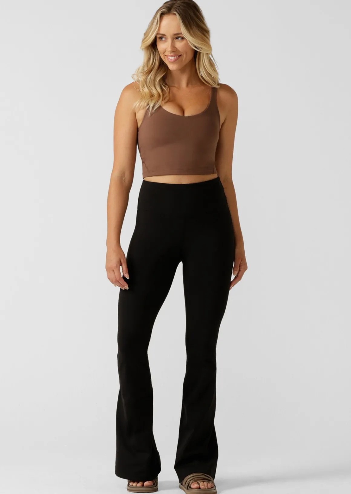 Lorna Jane Lotus Flared Full Length Leggings Black Sale
