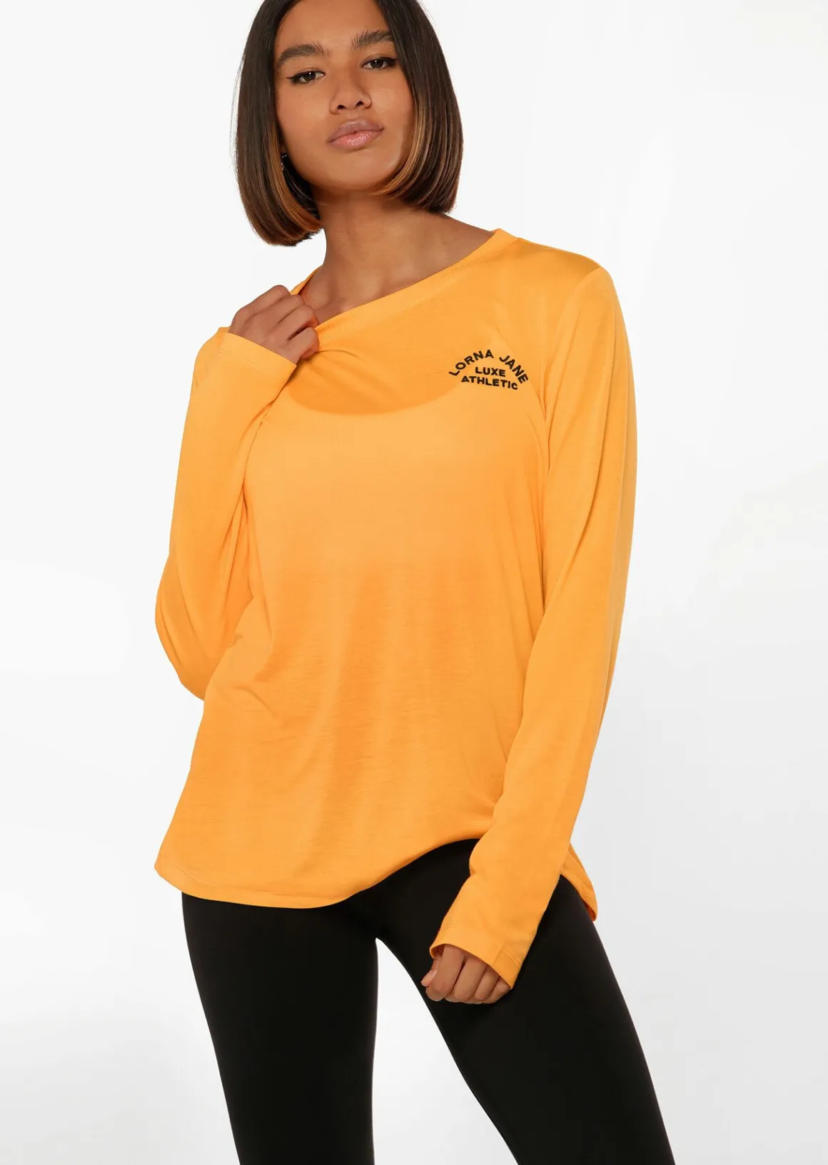 Lorna Jane Lotus Long Sleeve Top MangoSorbet Hot