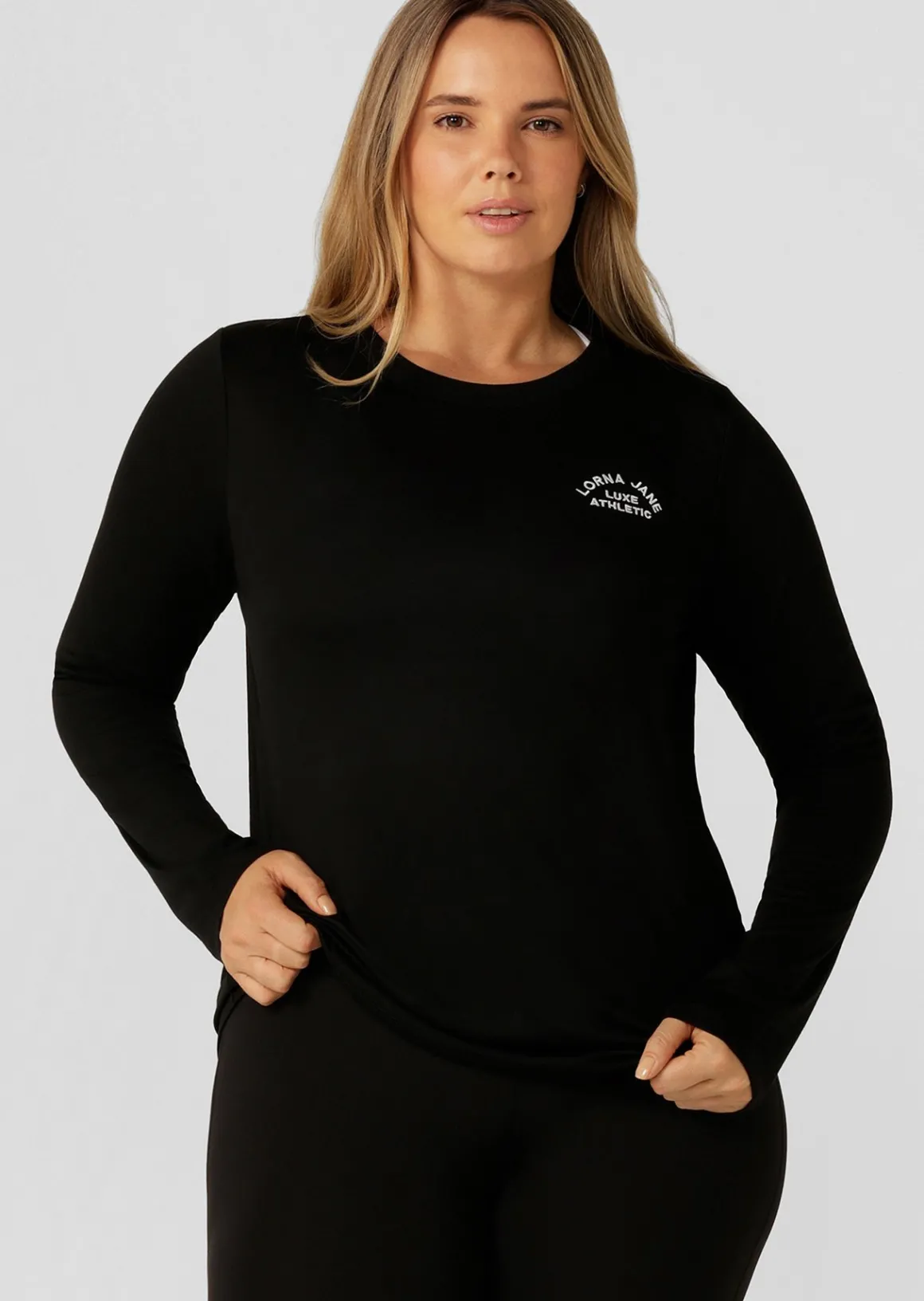 Lorna Jane Lotus Long Sleeve Top Black New