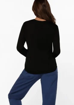 Lorna Jane Lotus Long Sleeve Top Black New