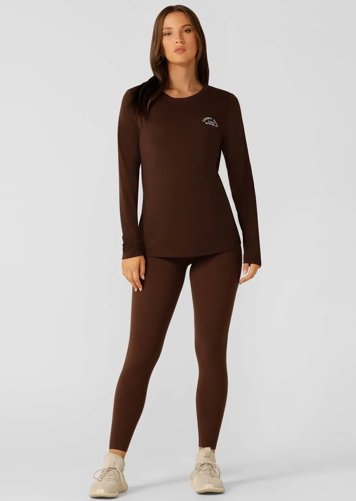Lorna Jane Lotus Long Sleeve Top Espresso Hot