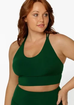 Lorna Jane Lotus Longline Sports Bra DarkGreen