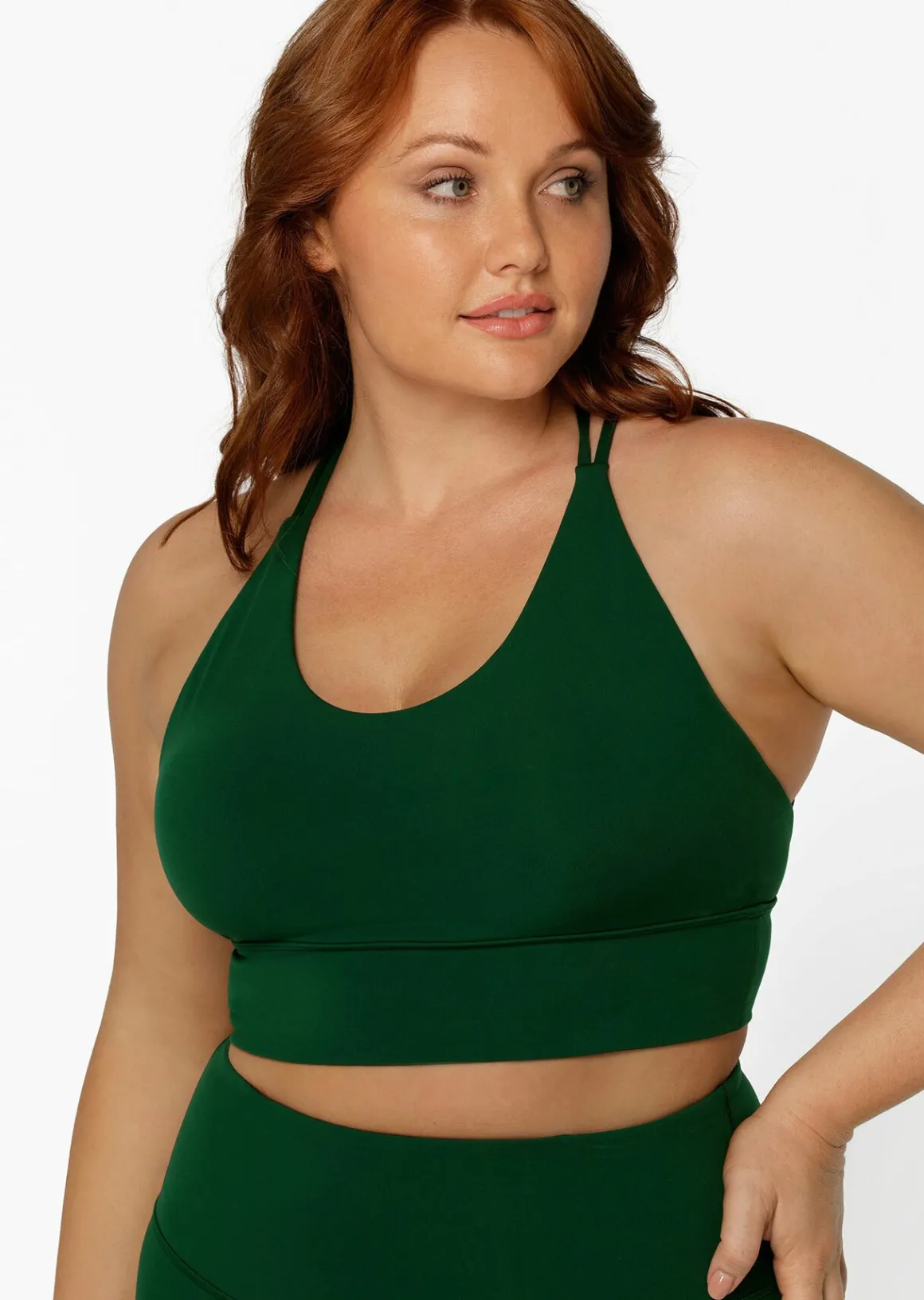 Lorna Jane Lotus Longline Sports Bra DarkGreen