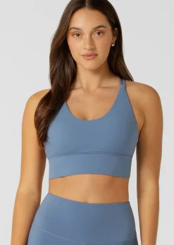 Lorna Jane Lotus Longline Sports Bra MoonlightBlue Clearance