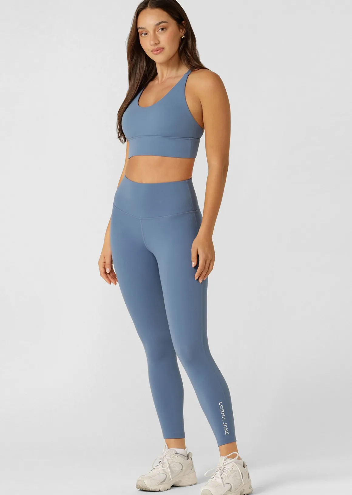 Lorna Jane Lotus Longline Sports Bra MoonlightBlue Clearance