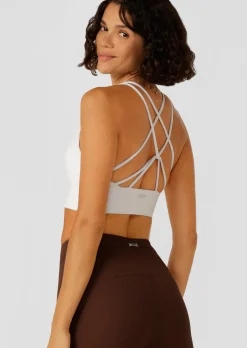 Lorna Jane Lotus Longline Sports Bra White Hot