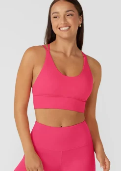 Lorna Jane Lotus Longline Sports Bra NeonRaspberry Hot