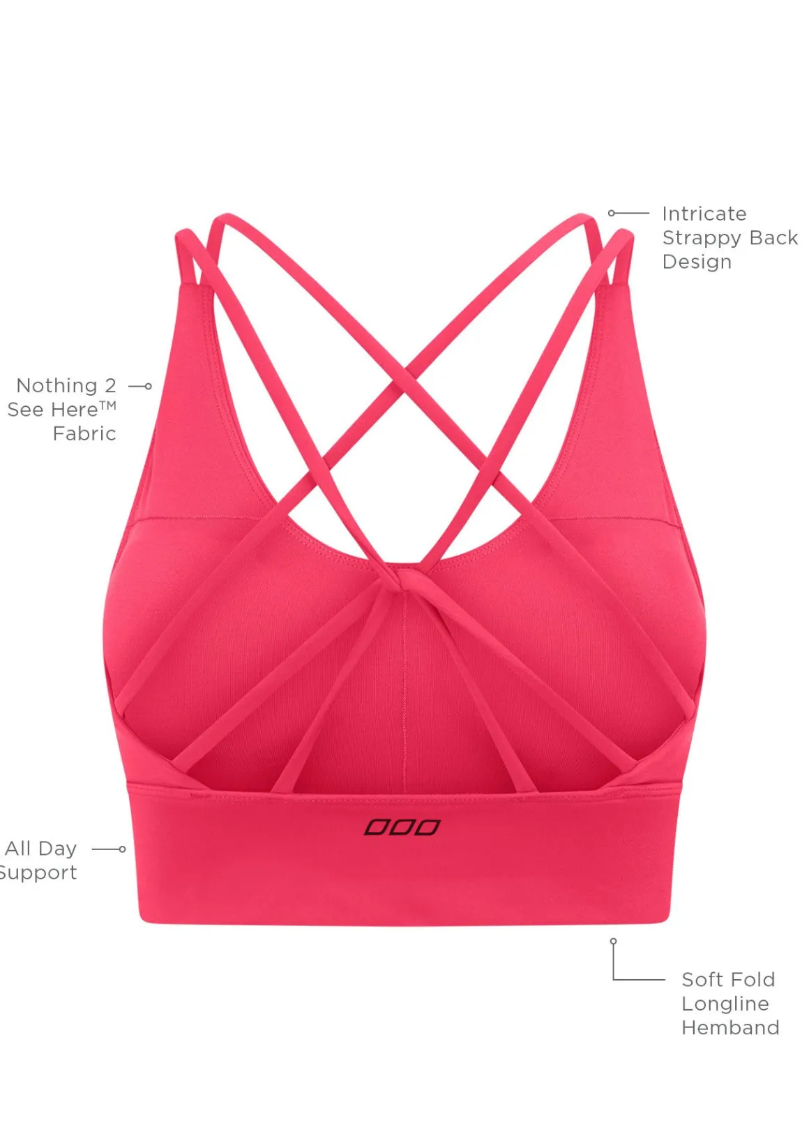 Lorna Jane Lotus Longline Sports Bra NeonRaspberry Hot