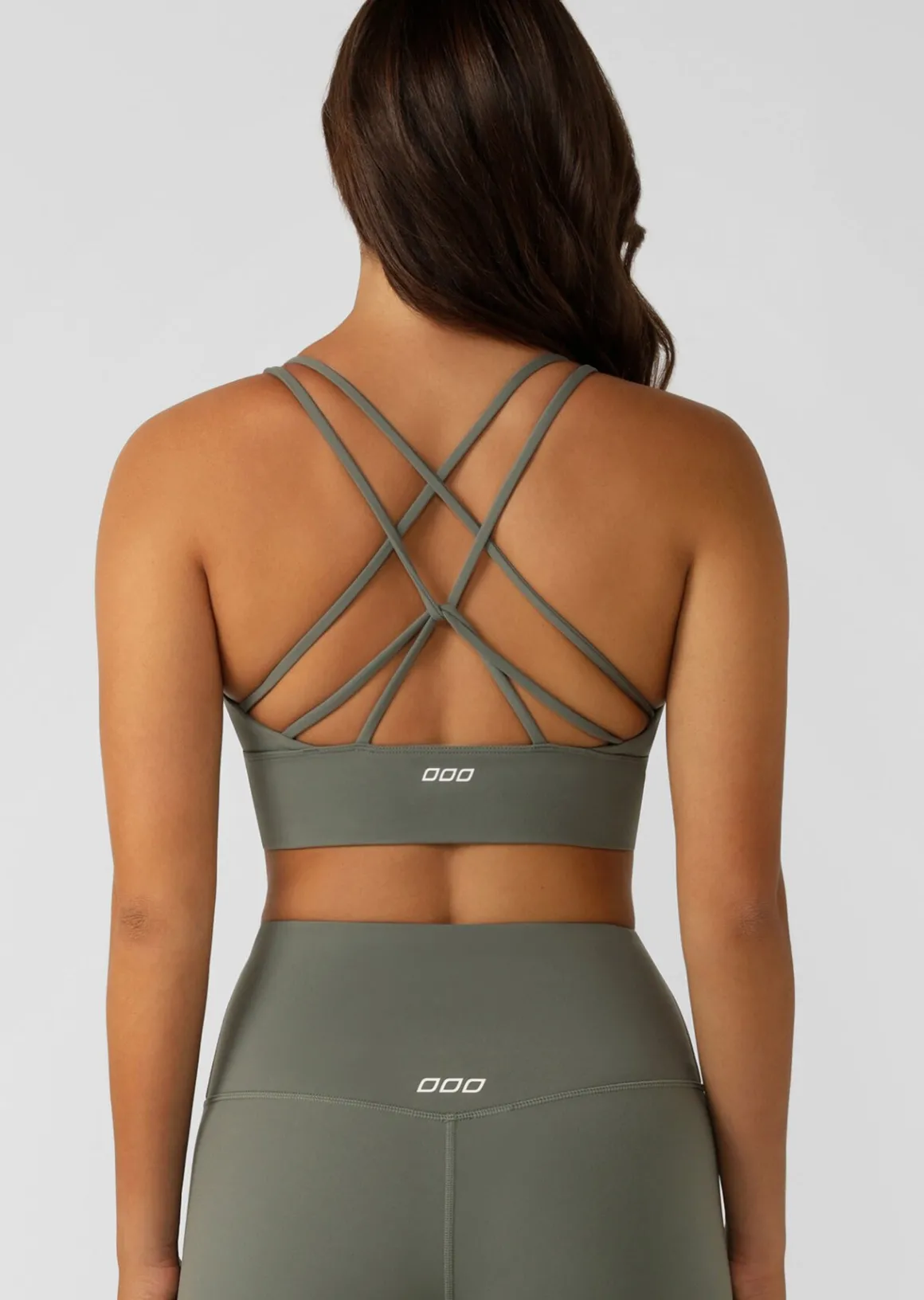 Lorna Jane Lotus Longline Sports Bra DarkMatcha Discount