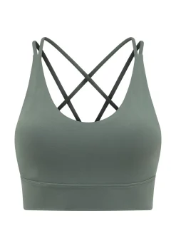Lorna Jane Lotus Longline Sports Bra DarkMatcha Discount