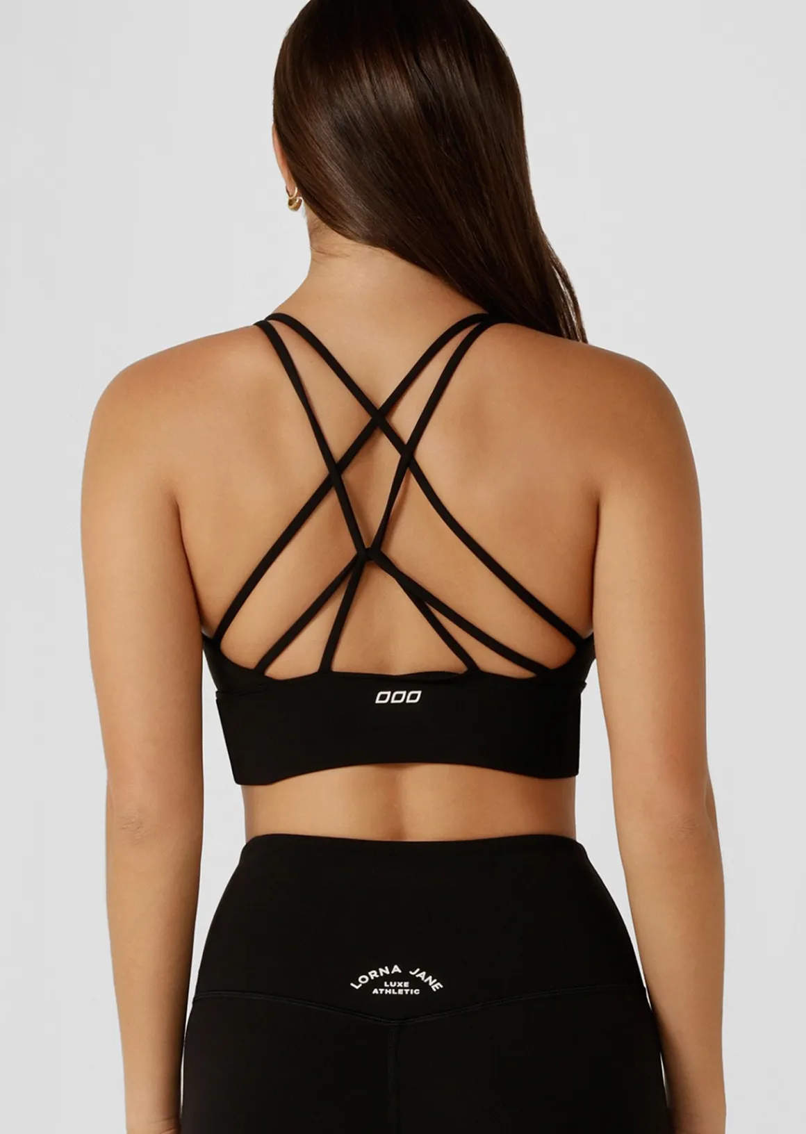 Lorna Jane Lotus Longline Sports Bra Black Outlet