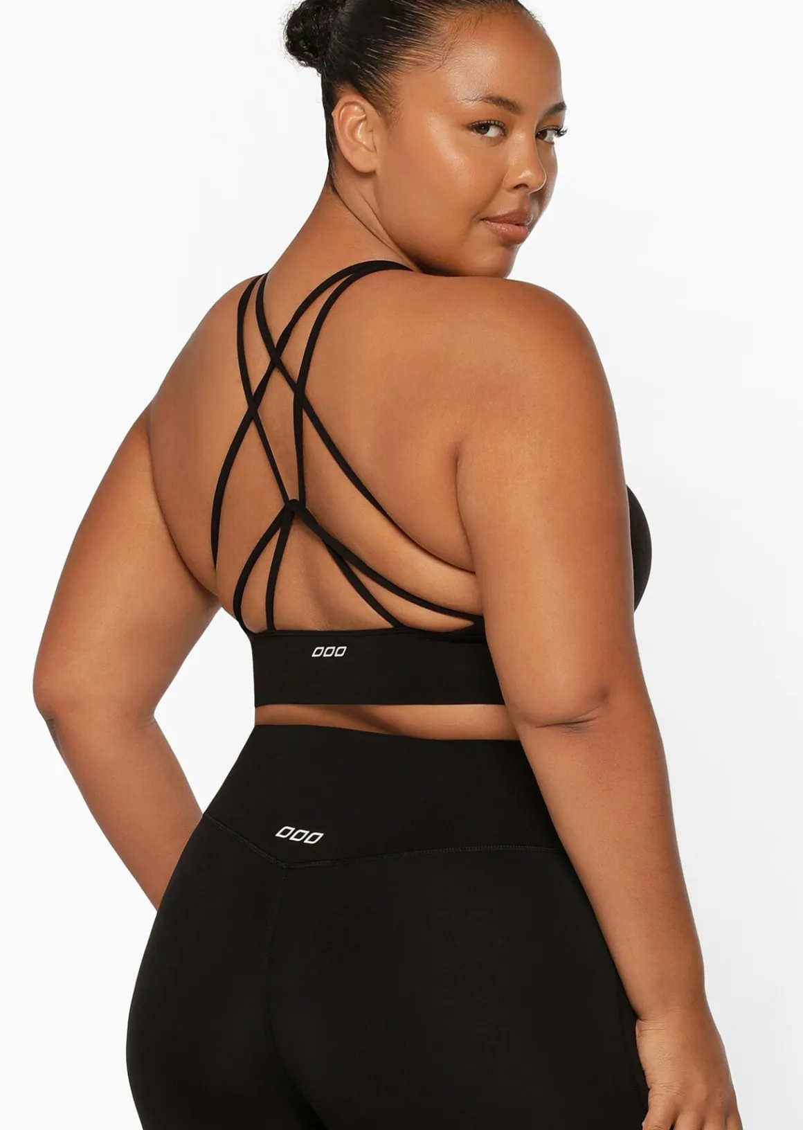 Lorna Jane Lotus Longline Sports Bra Black Outlet