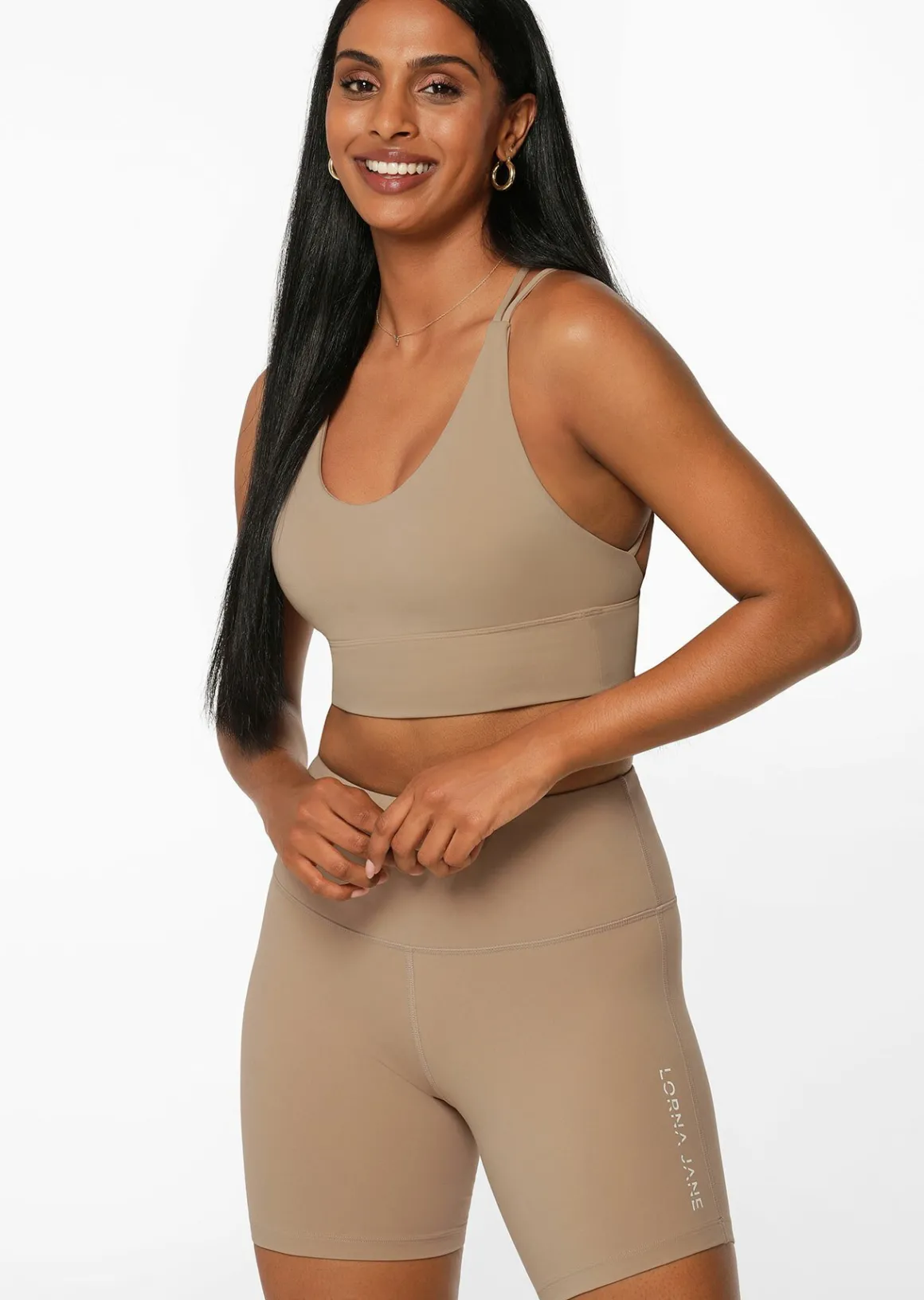 Lorna Jane Lotus Longline Sports Bra DarkOffWhite Hot