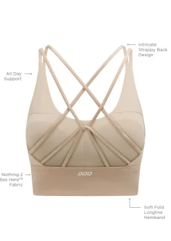 Lorna Jane Lotus Longline Sports Bra DarkOffWhite Hot