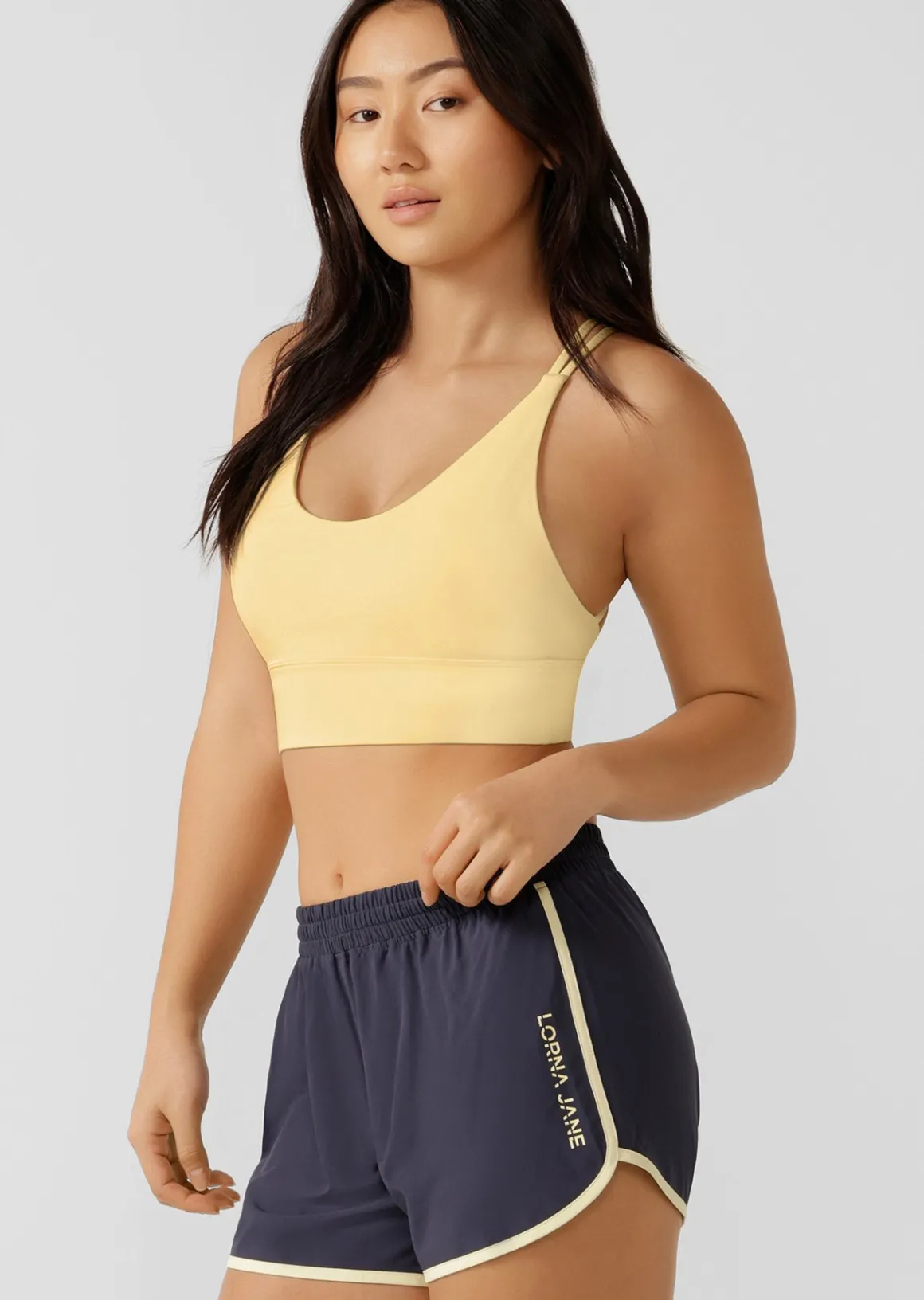 Lorna Jane Lotus Longline Sports Bra LemonCream Sale
