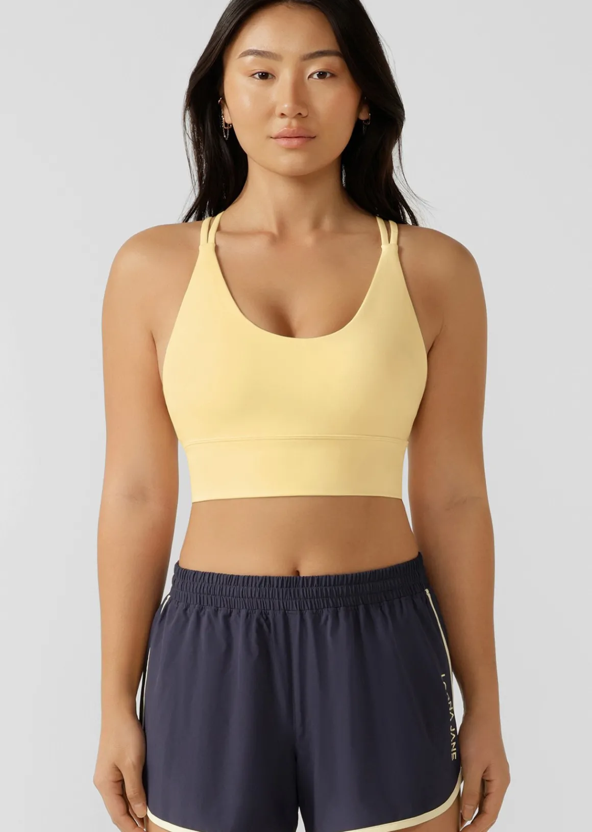 Lorna Jane Lotus Longline Sports Bra LemonCream Sale