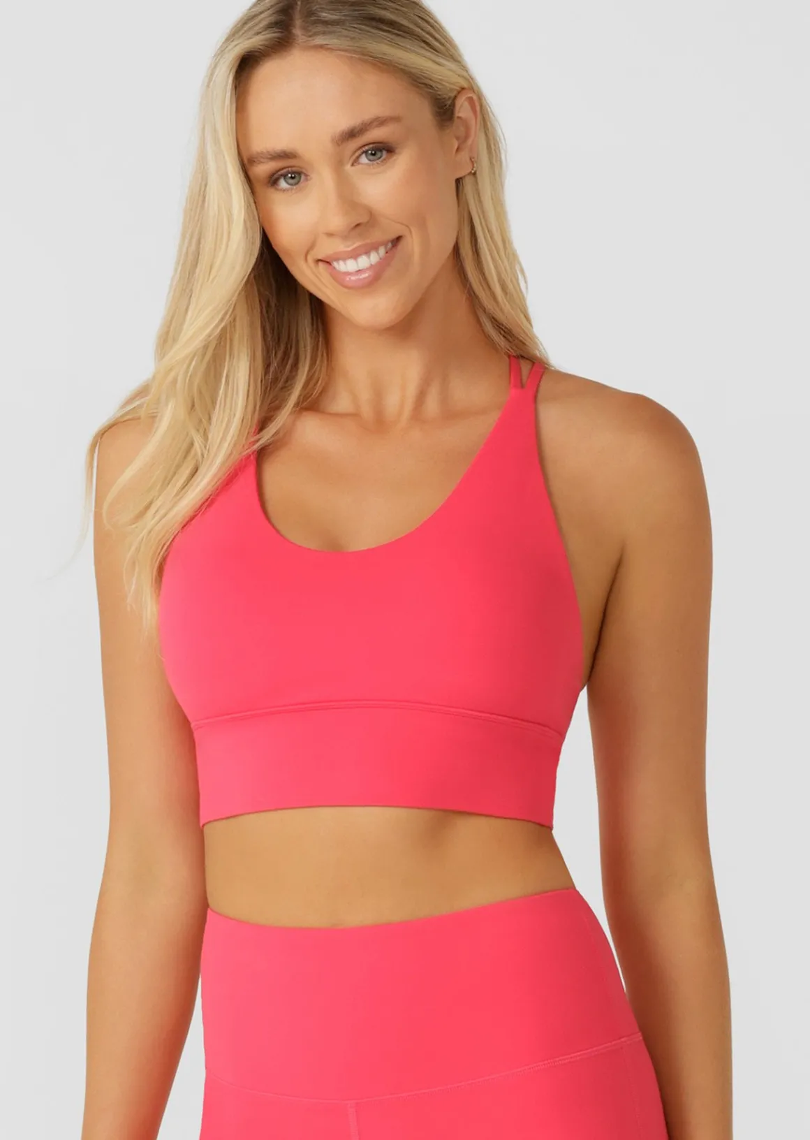 Lorna Jane Lotus Longline Sports Bra NeonRaspberry New