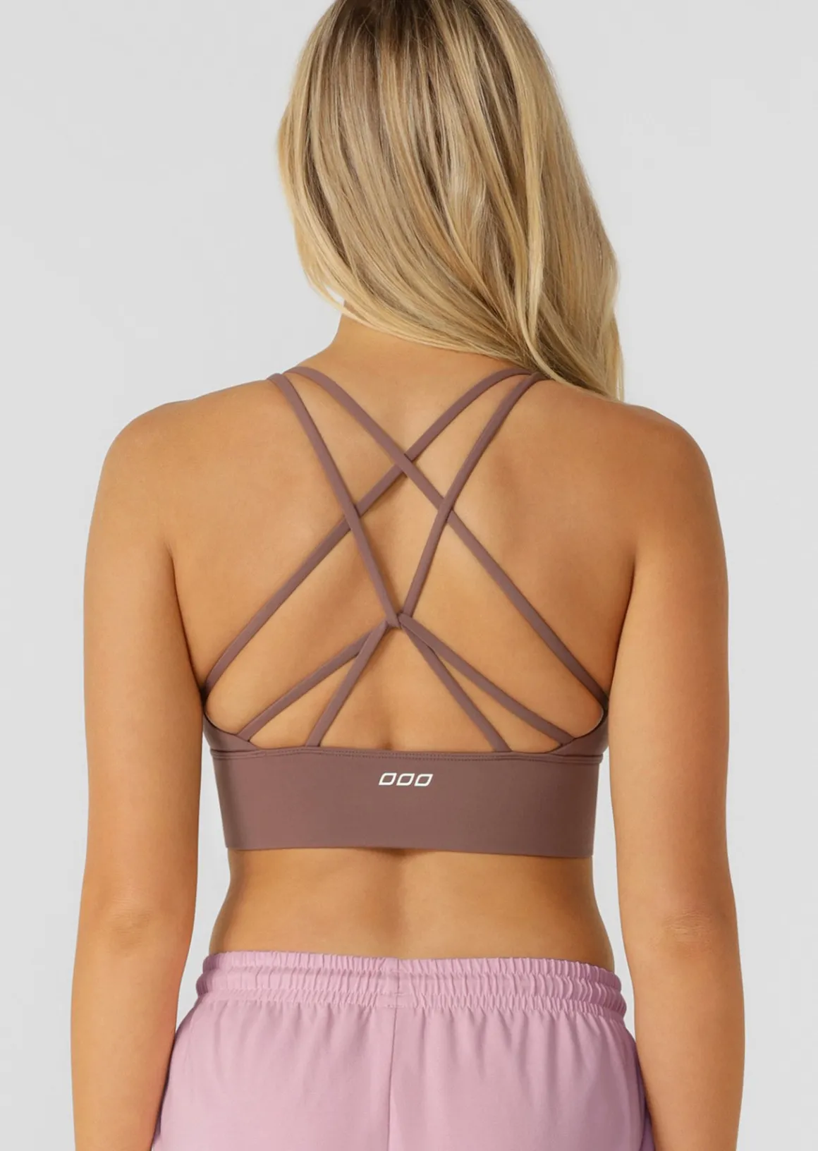 Lorna Jane Lotus Longline Sports Bra Stone Clearance