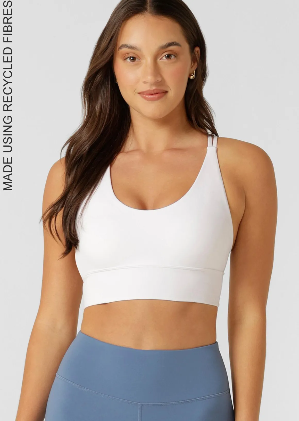 Lorna Jane Lotus Longline Sports Bra WhiteRecycled Online