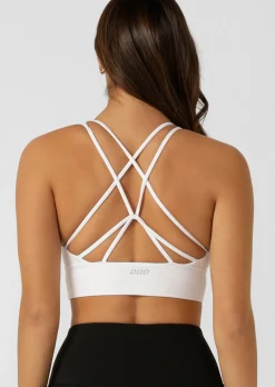 Lorna Jane Lotus Longline Sports Bra WhiteRecycled Online