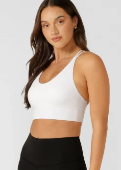 Lorna Jane Lotus Longline Sports Bra WhiteRecycled Online