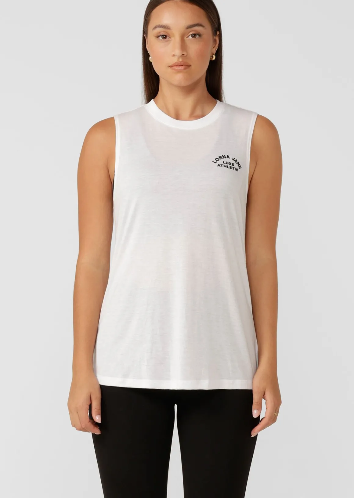 Lorna Jane Lotus Muscle Tank White Sale