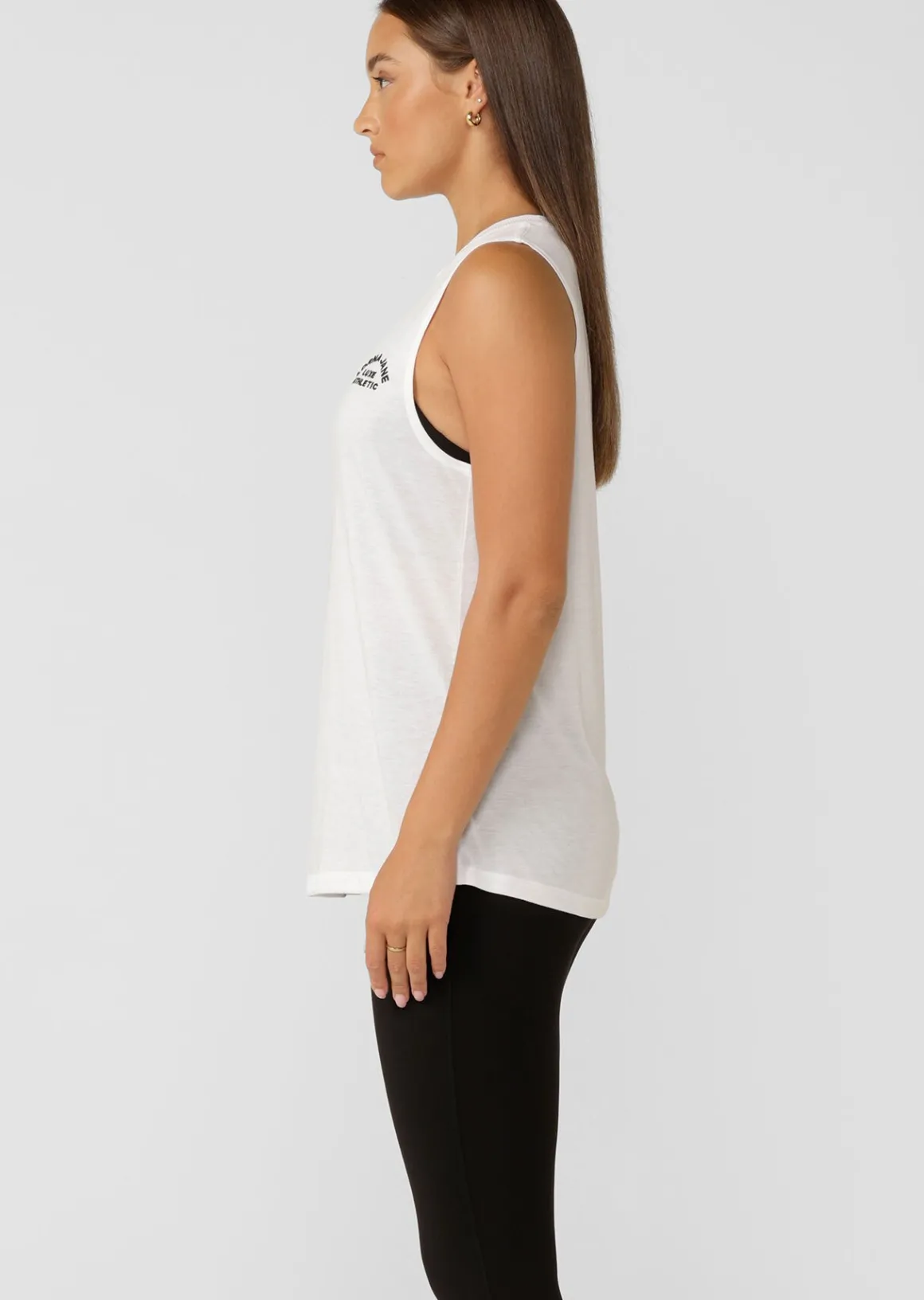 Lorna Jane Lotus Muscle Tank White Sale