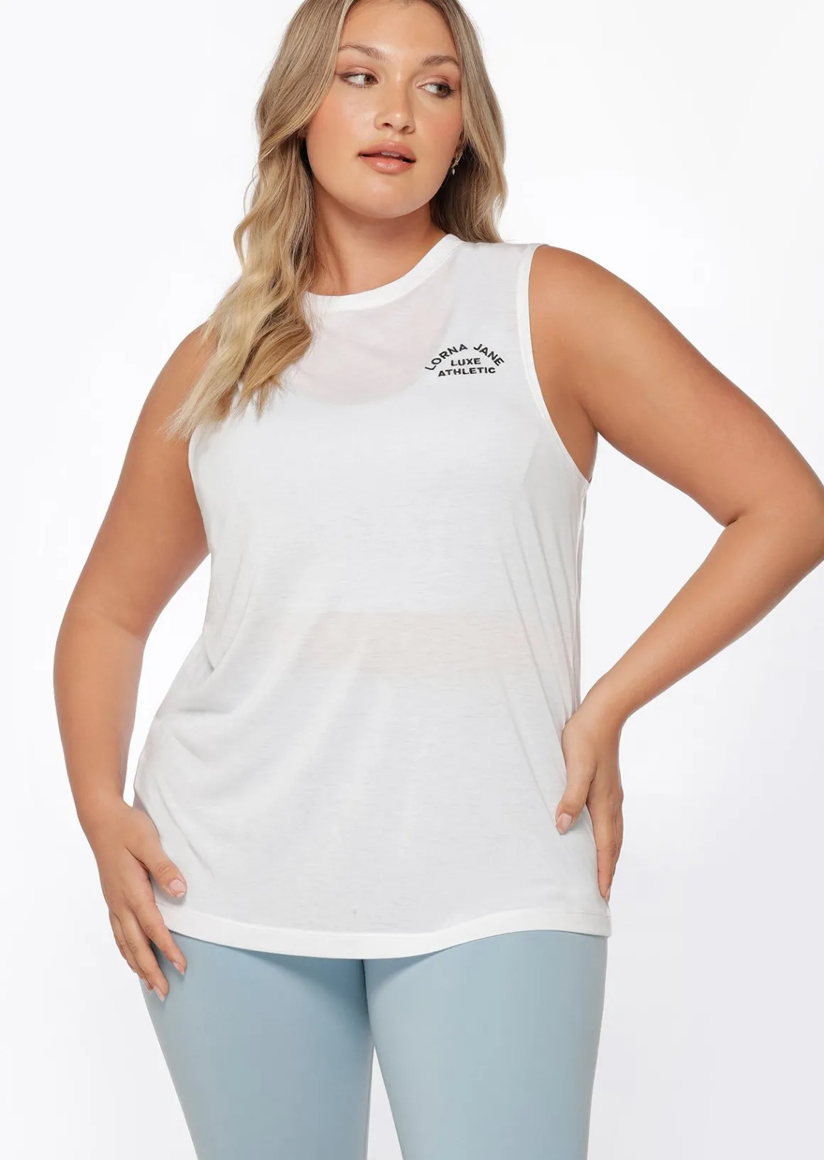 Lorna Jane Lotus Muscle Tank White Sale