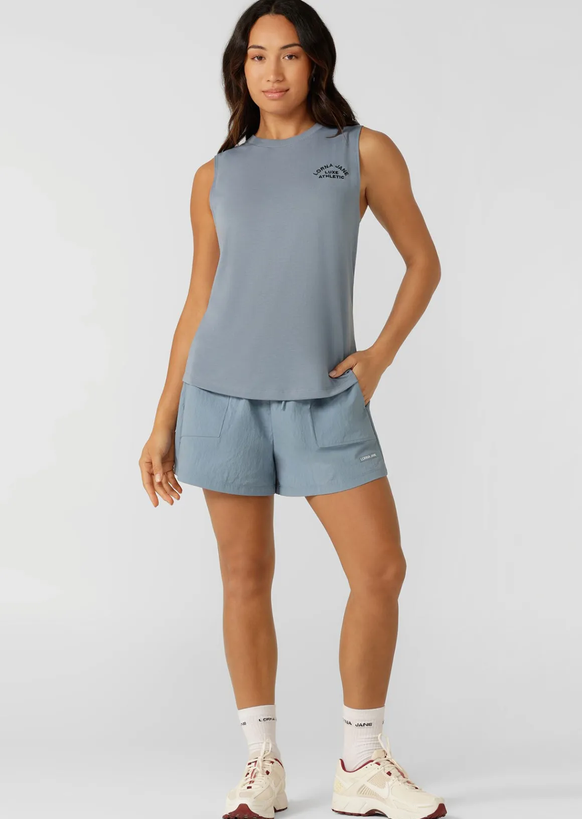 Lorna Jane Lotus Muscle Tank WashedOutBlue