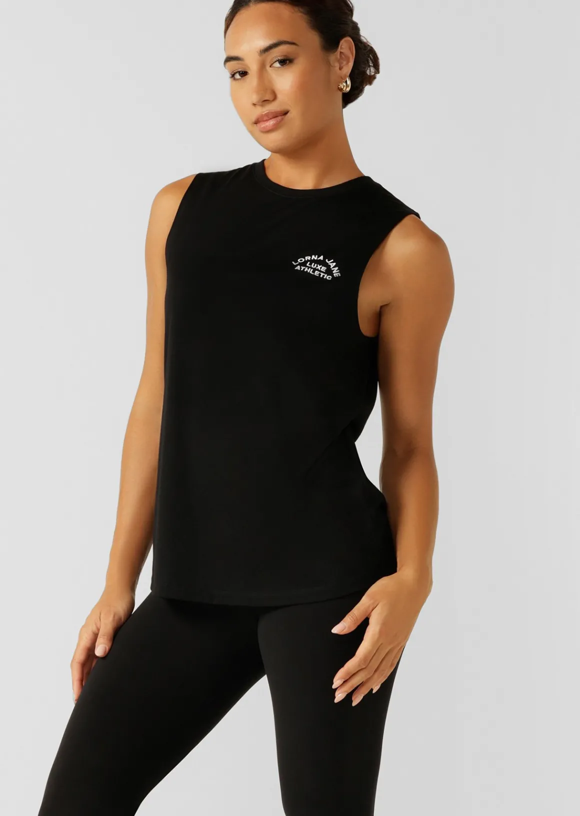 Lorna Jane Lotus Muscle Tank Black Clearance