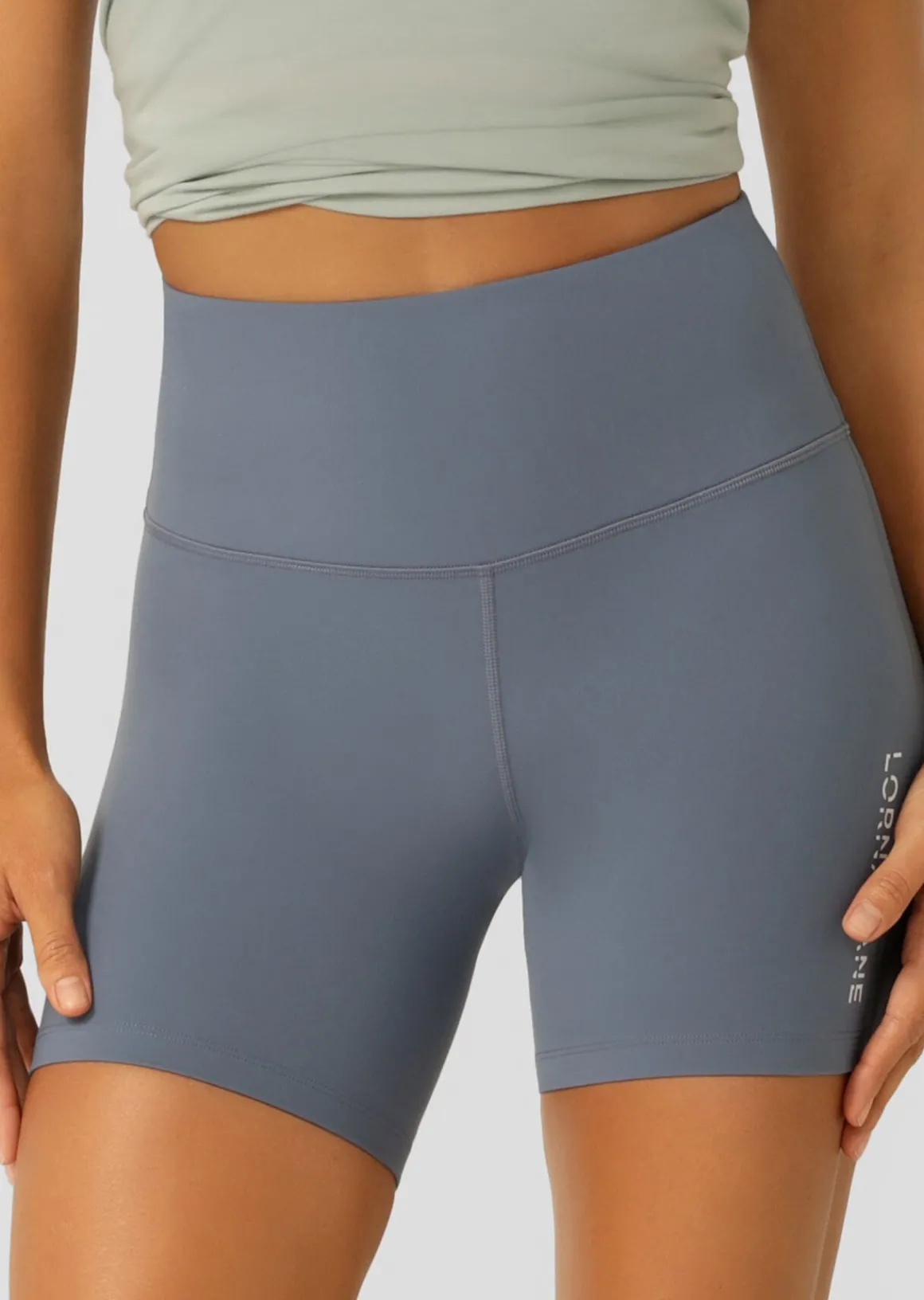 Lorna Jane Lotus No Chafe 16cm Bike Shorts PowderGrey Discount