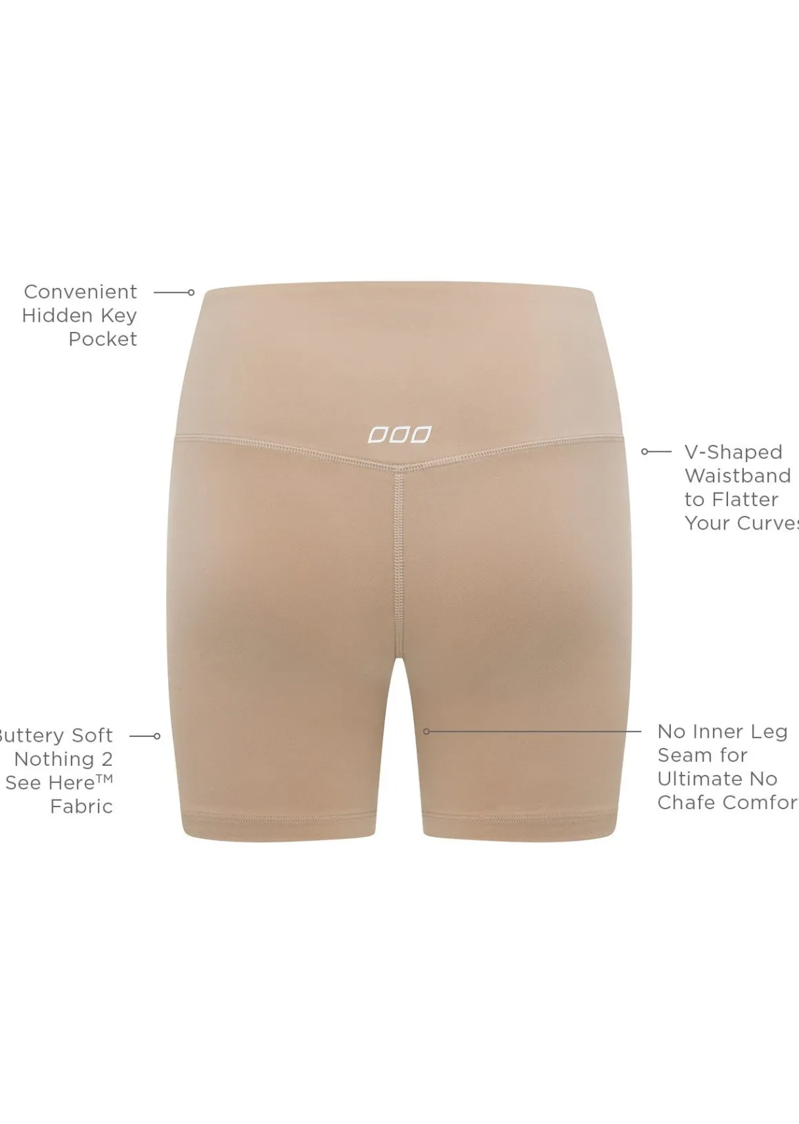 Lorna Jane Lotus No Chafe 16cm Bike Short DarkOffWhite Hot