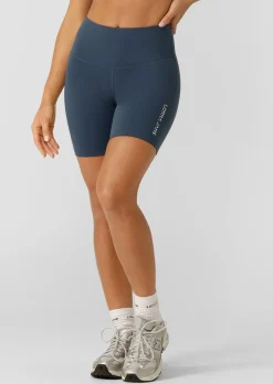 Lorna Jane Lotus No Chafe Phone Pocket 16cm Bike Shorts PaleIndigo Sale