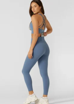 Lorna Jane Lotus No Chafe Phone Pocket Ankle Biter Leggings MoonlightBlue Hot