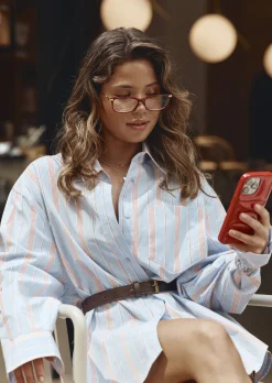 Lorna Jane Love Lounge Stripe Shirt BlueMultiStripe