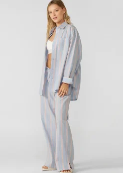 Lorna Jane Love Lounge Stripe Shirt BlueMultiStripe