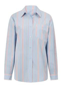 Lorna Jane Love Lounge Stripe Shirt BlueMultiStripe