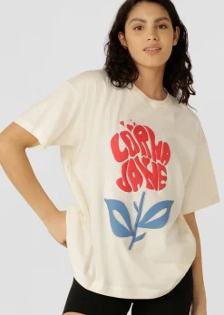 Lorna Jane Motif Print T-Shirt Cream Sale