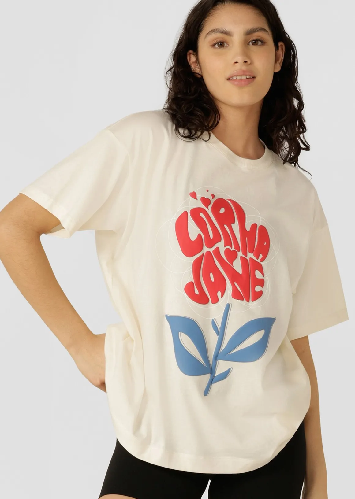 Lorna Jane Motif Print T-Shirt Cream Sale