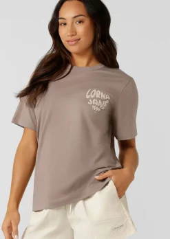 Lorna Jane Never Give Up Relaxed T-Shirt Bone Hot