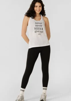 Lorna Jane Never Give Up Slouchy Gym Tank White Best