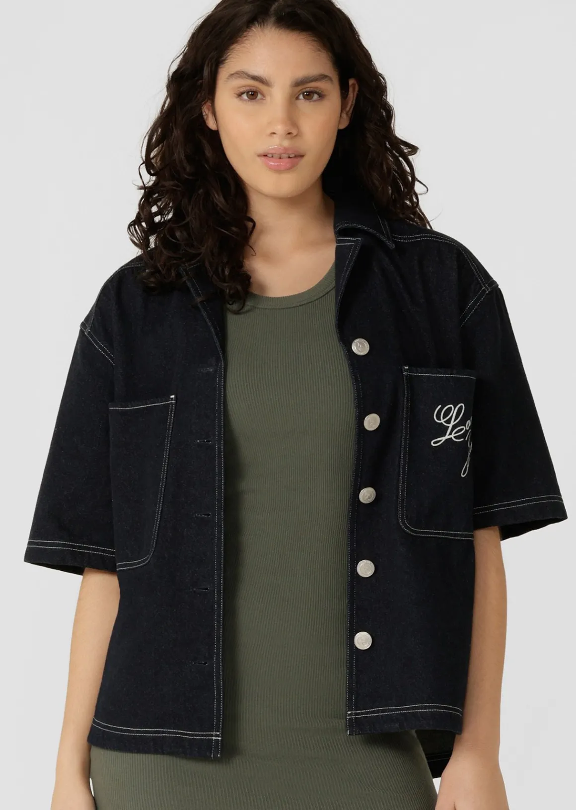 Lorna Jane Off Duty Denim Overshirt FrenchNavy Sale