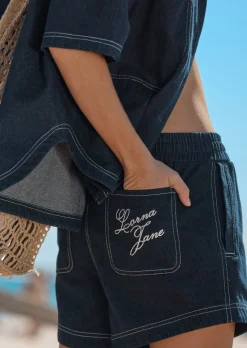 Lorna Jane Off Duty Denim Pull On Shorts FrenchNavy Outlet