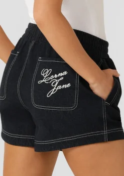 Lorna Jane Off Duty Denim Pull On Shorts FrenchNavy Outlet