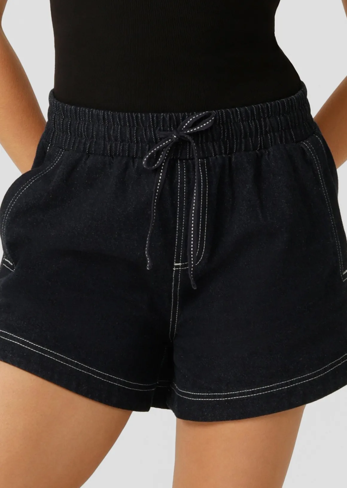 Lorna Jane Off Duty Denim Pull On Shorts FrenchNavy Outlet