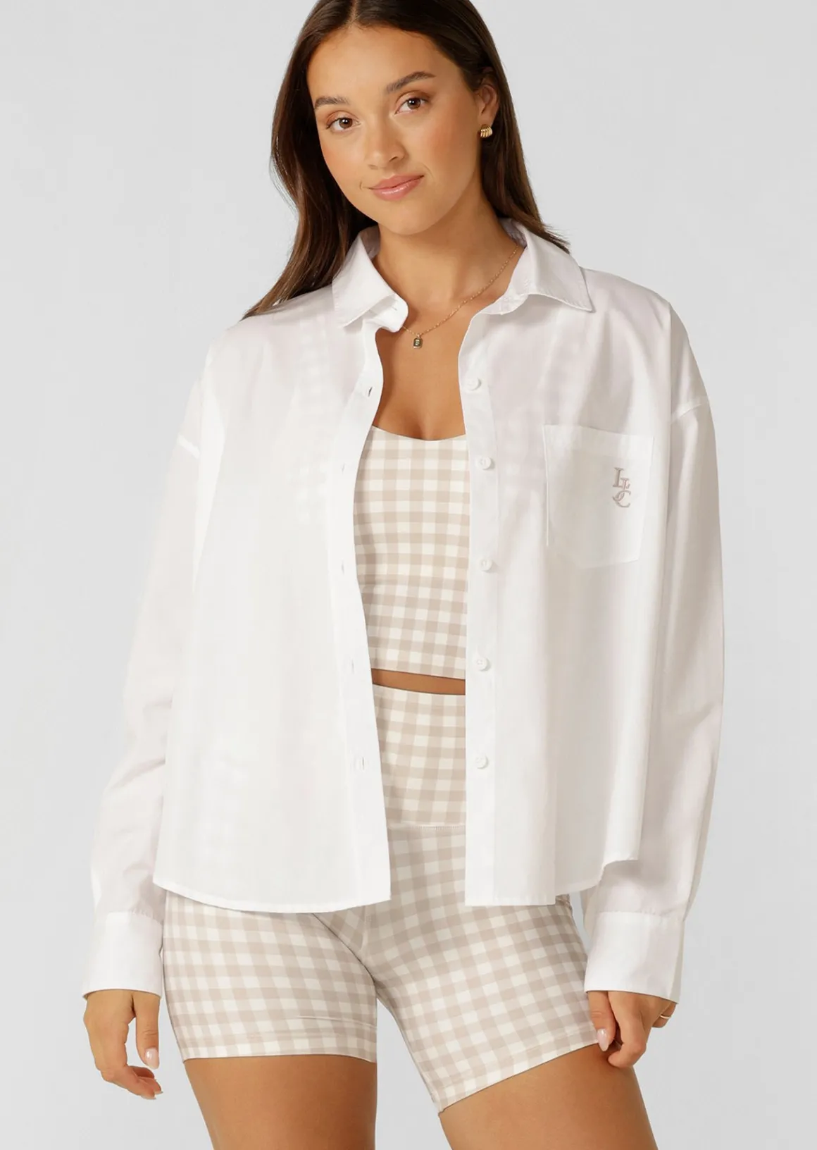 Lorna Jane One-and-Go Button Up Shirt White Clearance